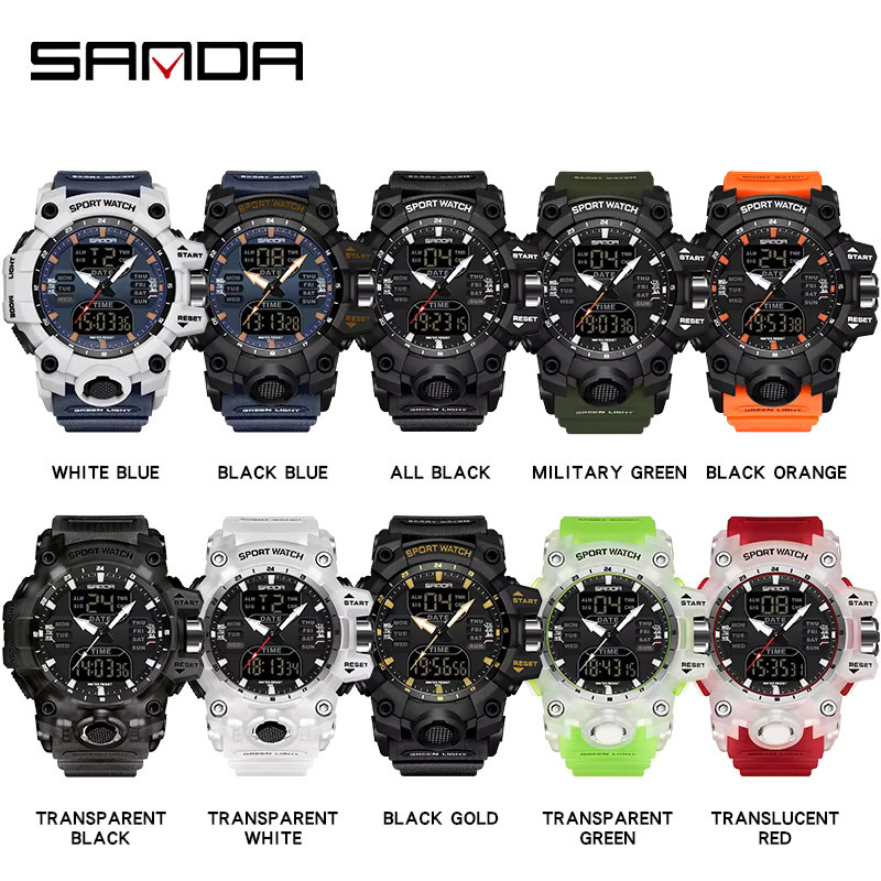 Sanda Armbanduhr, Analog-Digital, Quarz, Kunststoff, Herren - Bild 2
