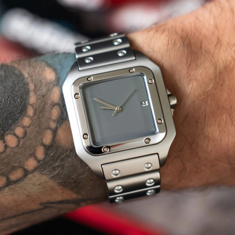 CILOA Armbanduhr Edelstahl, Silber, Eckig, Quarz, Herren - Bild 4