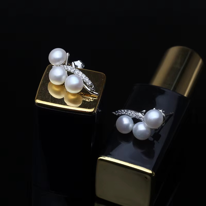 QIXIZHUYAN Ohrringe, 925 Silber, Perle, Weiß, Damen - Bild 5