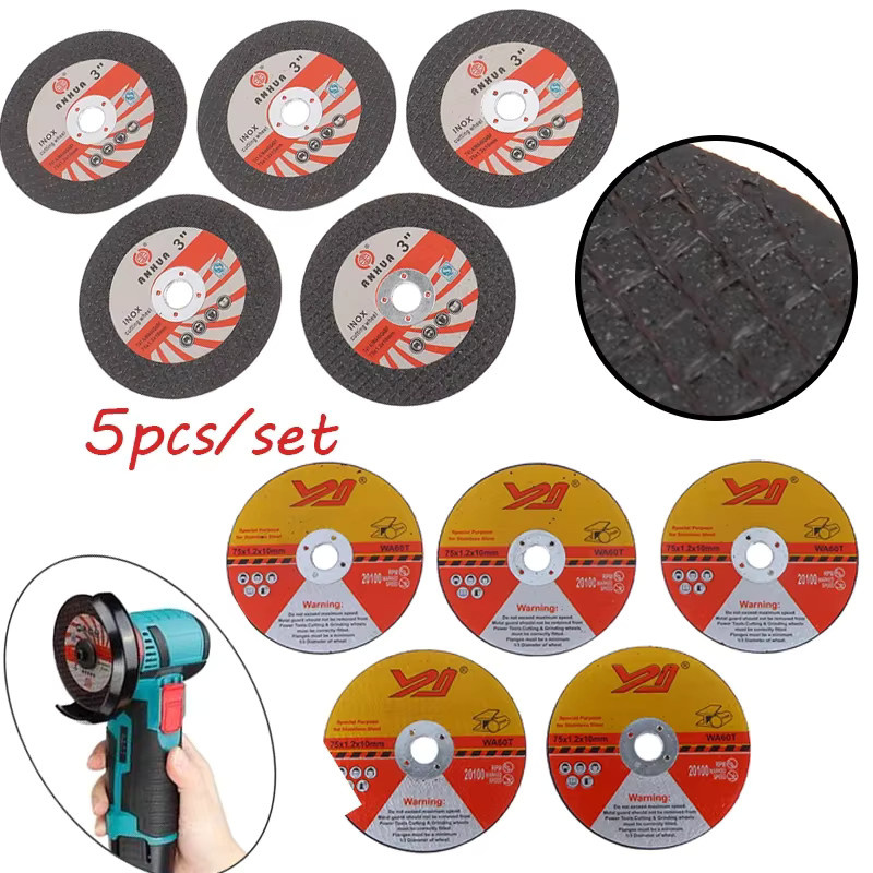 JETTING Mini-Trennscheiben 5er-Pack, Harzschleifscheiben für Winkelschleifer zum Schneiden von Stahl und Stein, Farbe: Schwarz, Durchmesser: 75 mm, Dicke: 1,2 mm, Bohrung: 10 mm - Bild 5
