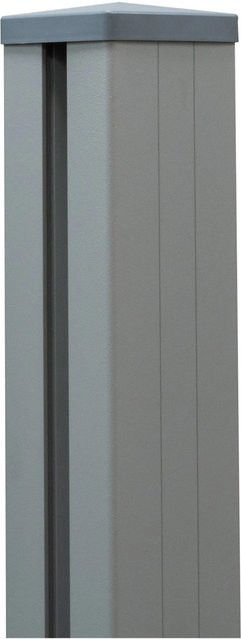GroJa Lumino Pfosten aus Aluminium in Silbergrau inklusive Kappe zum Einbetonieren, B/T/H: 9 x 9 x 240 cm - Bild 1