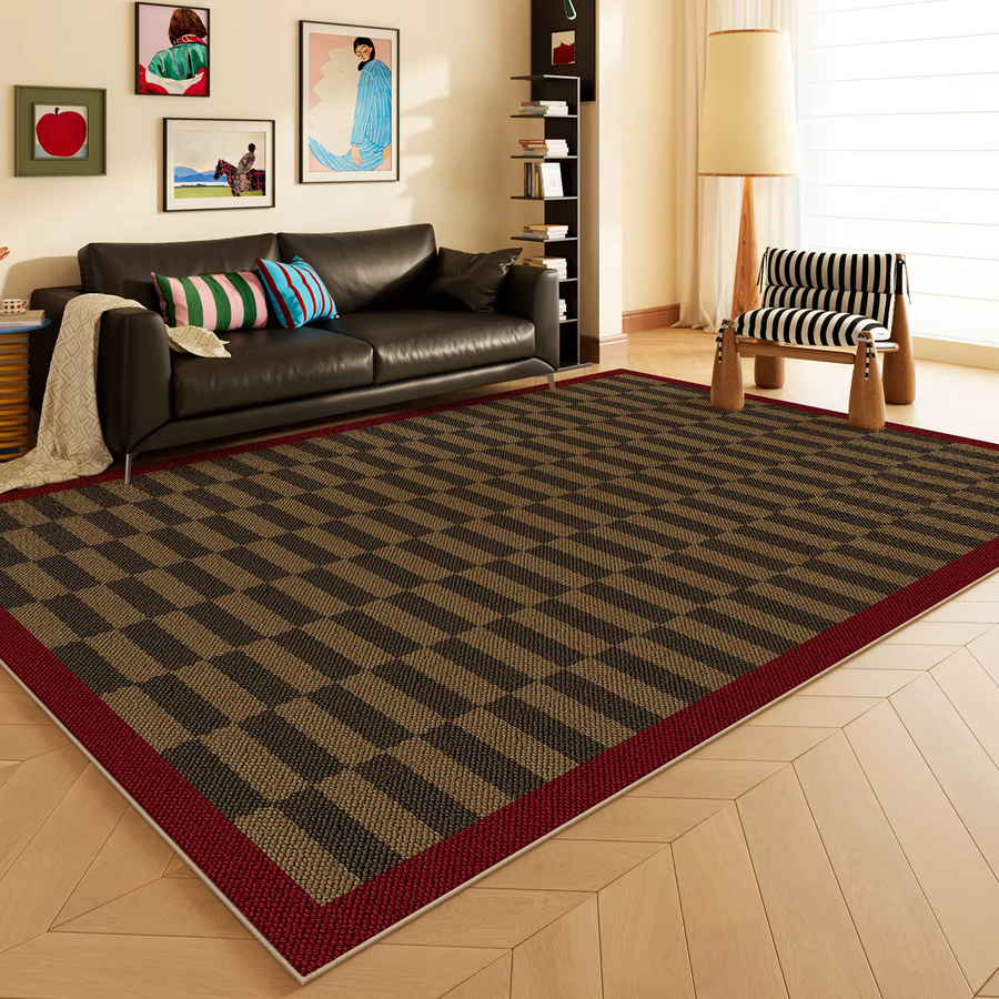 VIKAMA Retro-Teppich im Checkerboard-Design, Mehrfarbig, Rechteckig, B/T: 160 x 120 cm - Bild 1