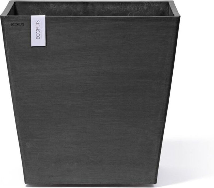 Ecopots Rotterdam Wheels 50 Blumentopf aus Kunststoff, quadratisch, modern, Grau oder Schwarz, B/T/H: 50,2 x 50,2 x 49,5 cm - Bild 1