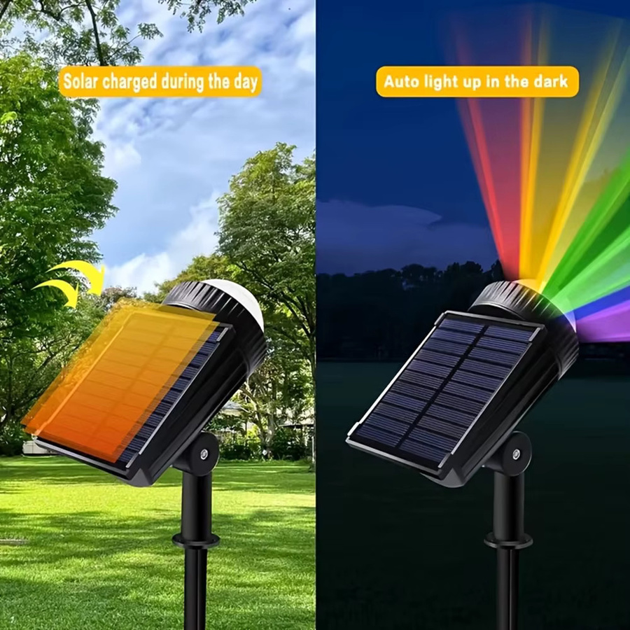 UMEXUS RGB LED Solarstrahler für den Außenbereich, IP65 wasserdichte Solar-Landschaftsbeleuchtung in Schwarz für Garten und Hof - Bild 2