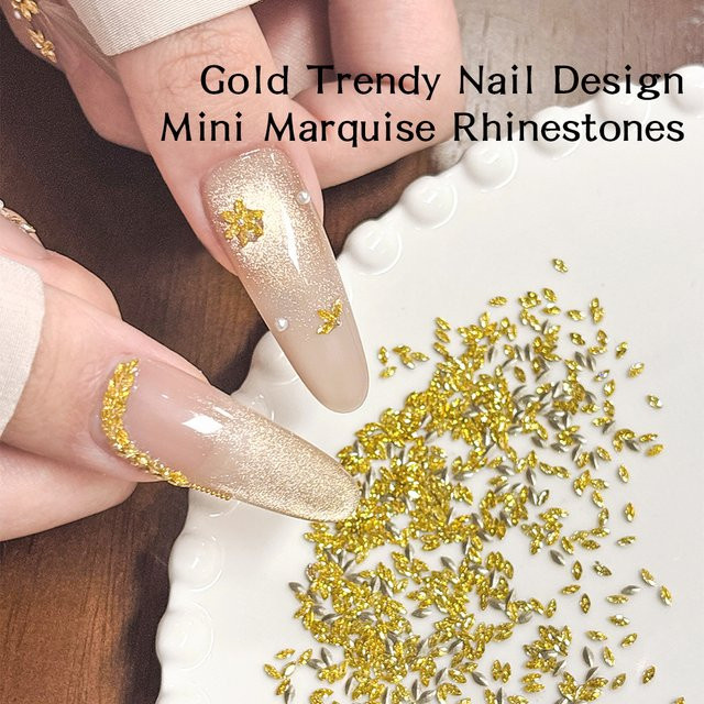 KANIU Nageldekorationen Marquise-Schliff Diamant, Gold, Glänzend - Bild 1