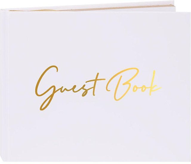 TOMTOP JMS Hochzeitsgästebuch mit Hardcover in Gold und Weiß, 100 liniierte Seiten, B/H: 24 x 17 cm - Bild 1