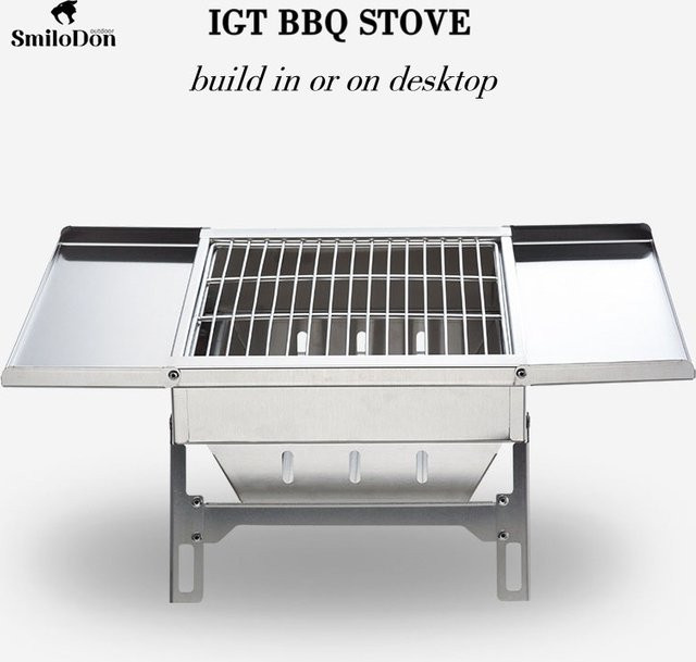 SmiloDon IGT BBQ-Herd aus Edelstahl in Silber für Holzkohle zum Camping und Outdoor-Grillen - Bild 1