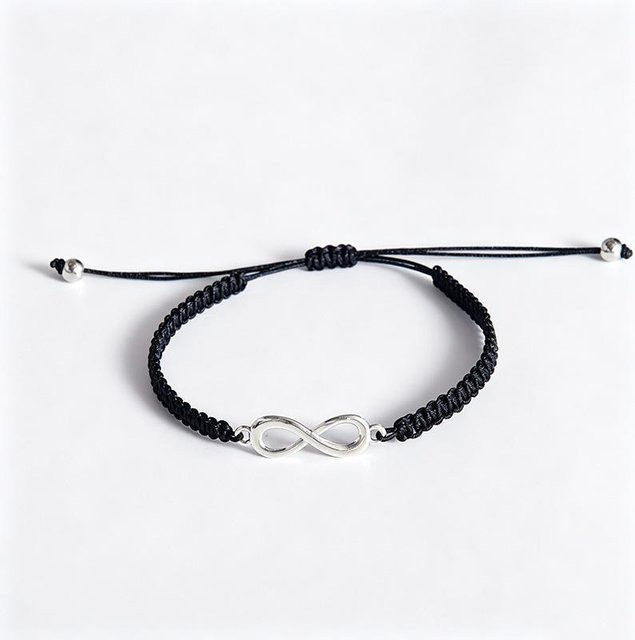 Freundschaftsarmband Unendlichkeitssymbol, handgeknüpftes Seil, schwarz, Unisex, 16.5-28cm - Bild 1