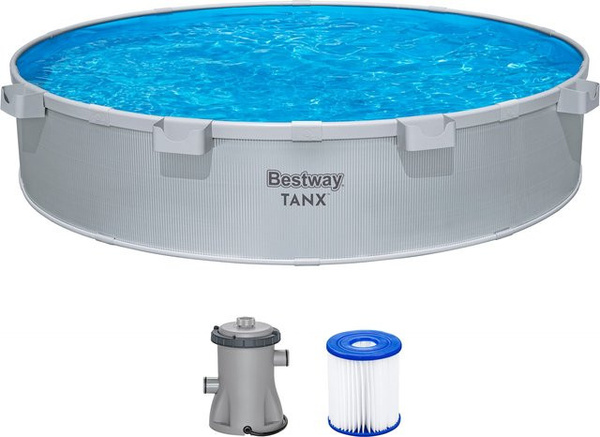 Bestway Stahlwandpool rund mit Filterpumpe, Durchmesser: 305 cm, Höhe: 61 cm