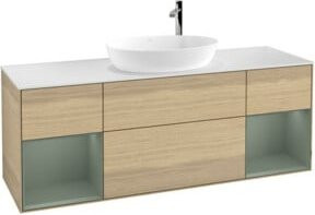 V&B Waschtischunterschrank Finion in Weiß mit Eichenregal, Breite: 160 cm - Bild 1