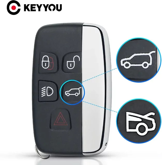 KEYYOU Smart Auto Schlüssel Hülle für Land Rover Discovery 4, Range Rover Sport, Evoque, Vogue, LR2, LR4 sowie Jaguar Freelander, XFL, XE, XJ in Schwarz - Bild 1