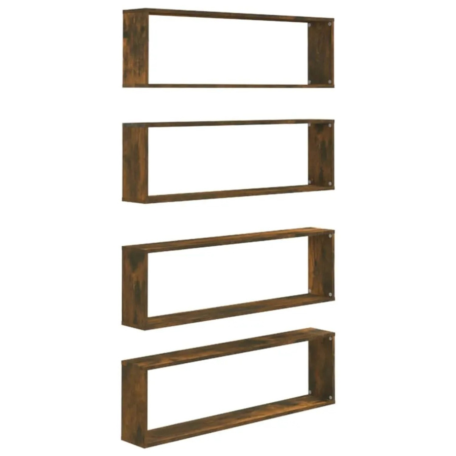 vidaXL Wandregale 4er-Set aus Holzwerkstoff in Räuchereiche, B/H/T: 100 x 15 x 30 cm - Bild 2