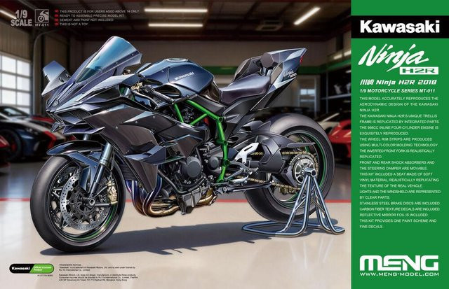 MENG Models Kawasaki Ninja H2R 2018, Fahrzeug, 1:9, Schwarz, ab 14 Jahre - Bild 1