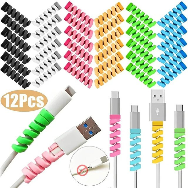 Silikon Kabelprotektor Spirale als Ladekabel Schutzhülle und Wickler für USB Telefon Ladegeräte in 4-20 Stück - Bild 1