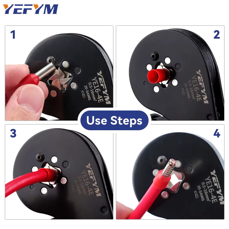 YEFYM Crimpzange YE 16–4E für Aderendhülsen und Rohrklemmen, 0,5–16 mm2/20–5 AWG - Bild 6