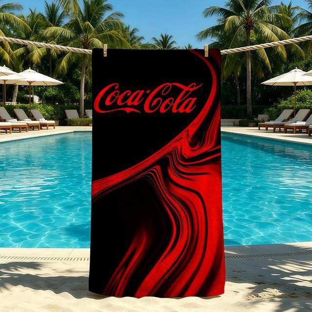 Cool Studio Coca-Cola Handtuch mit Logo für Strand und Camping, Rot, B/H: 150 x 260 cm - Bild 1