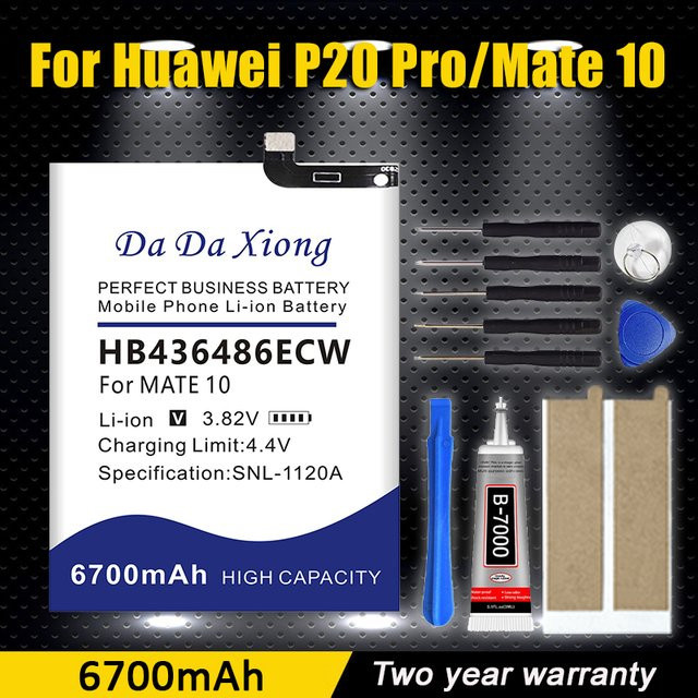 Huawei HB436486ECW Akku mit 6700mAh für P20 Pro, Mate 10, Mate 10 Pro, Mate X, 20, Honor View 20, V20, 20 Pro, Nova 5i Pro und 5Z - Bild 1