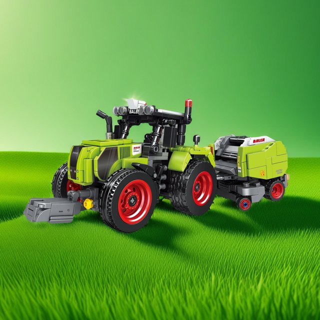 Grüner Strohbundelungs-Traktor Bausteine Set, ab 14 Jahre - Bild 1