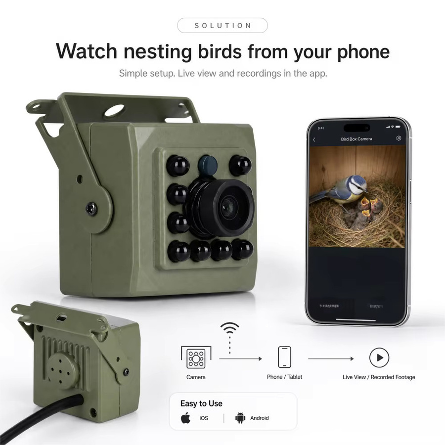 4K 8MP WLAN-Wildkamera für die Vogelbox in Grün mit icsee App zur einfachen Einrichtung - Bild 3