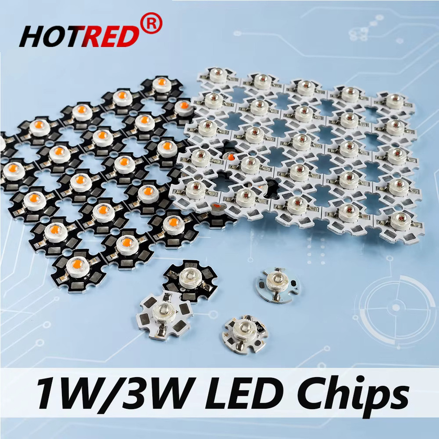 10 Stück LED-Chips für DC 3V 3,7V 5V 12V mit 1W und 3W Leistung in verschiedenen Farben und auf 16mm 20mm PCB - Bild 3