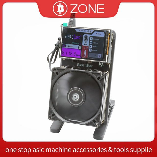 NerdQaxe++ Rev6.1 Bitcoin Miner mit 3,5-Zoll-Display, 6Th/s und Netzteil, Schwarz - Bild 1