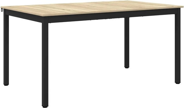 vidaXL Esstisch in Eiche und Schwarz mit Metallgestell und Holzwerkstoffplatte, Rechteckig, B/T/H: 90 x 90 x 75 cm - Bild 1