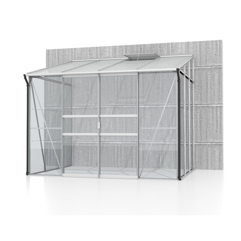 Vitavia Anlehn-Gewächshaus Osiris 5200 in Silber mit Aluminiumrahmen, 5,2 m², Pultdach, Doppelschiebetür und Polycarbonat-Dachfenster - Bild 2