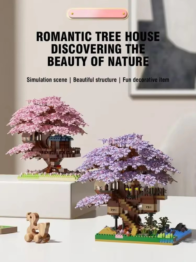 CONUSEA Micro Bausteine Set Baumhaus Modell aus Kunststoff in Lila und Bunt für Mädchen - Bild 4