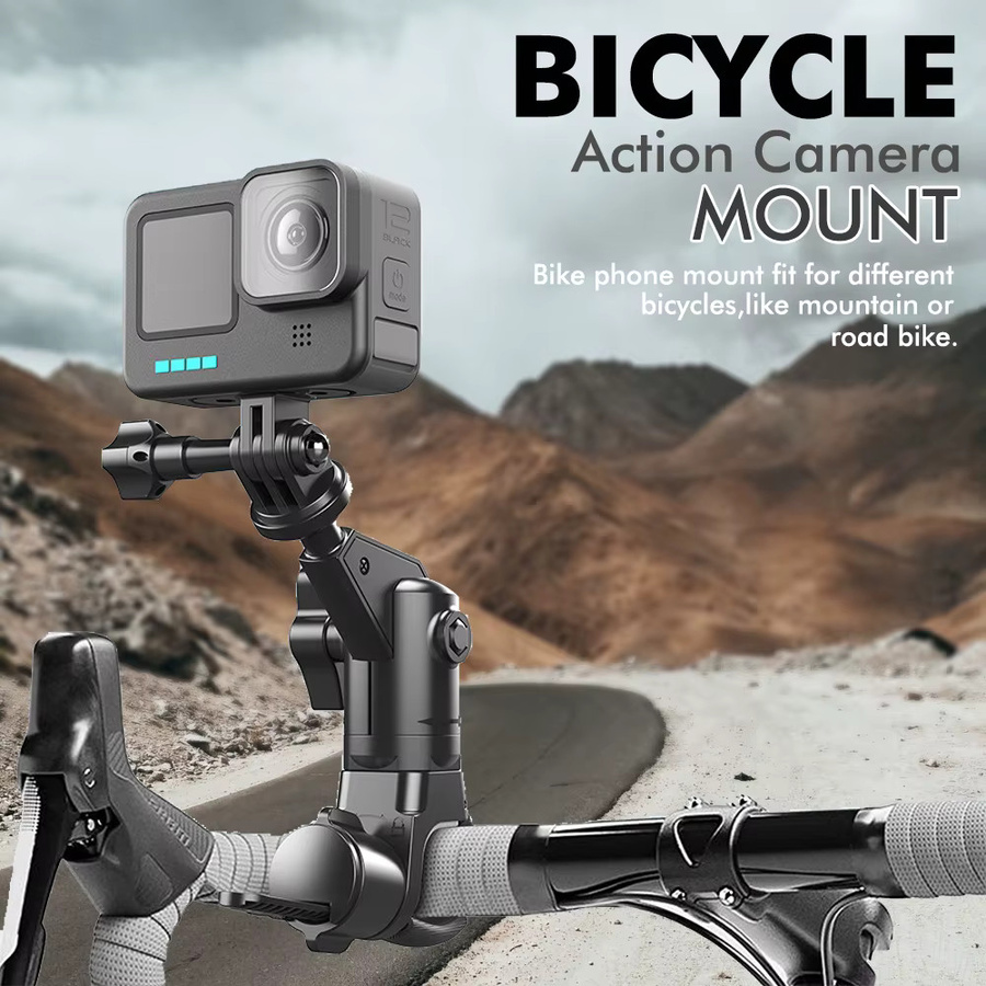 Lenker- und Spiegelhalterung für GoPro 12 11 10 9 sowie Insta360 X3 X4 und DJI Action Kameras in Schwarz - Bild 2
