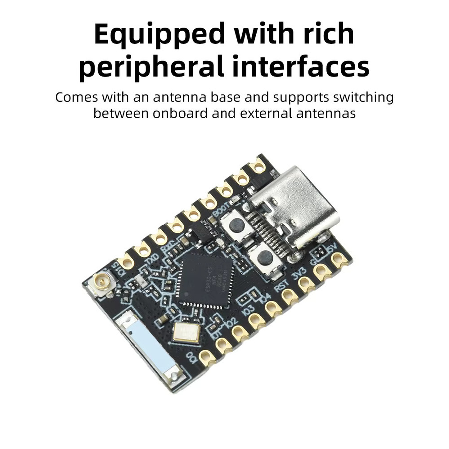 ESP32-C5-N4 Drahtlose IoT-Platine mit RISC-V 240MHz, Dual-Band WiFi6 und Bluetooth 5.0, Typ-C Anschluss, Schwarz, mit externer Antenne für deine Smart-Home-Projekte - Bild 2