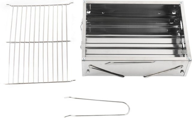 Wosawe Outdoor-Grill aus Edelstahl, tragbarer und faltbarer Holzkohlegrill für Picknicks, Farbe: Silber - Bild 1