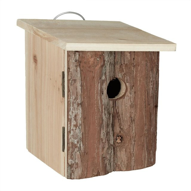 Relaxdays Nistkasten Spießtanne aus Holz in Natur Braun, B/T/H: 20 x 16,5 x 16,5 cm - Bild 1