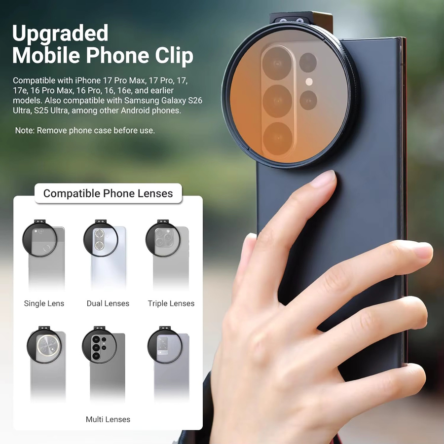 NEEWER 67mm ND-Filter-Set mit Cold Shoe Handyfilter-Clip kompatibel mit iPhone 17 16 und Android Samsung Galaxy S26 Ultra - Bild 2