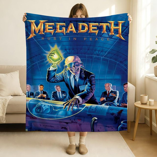 Useful Home Megadeth S Tagesdecke aus Flanell, Blau, B x H: 75 x 90 cm - Bild 1
