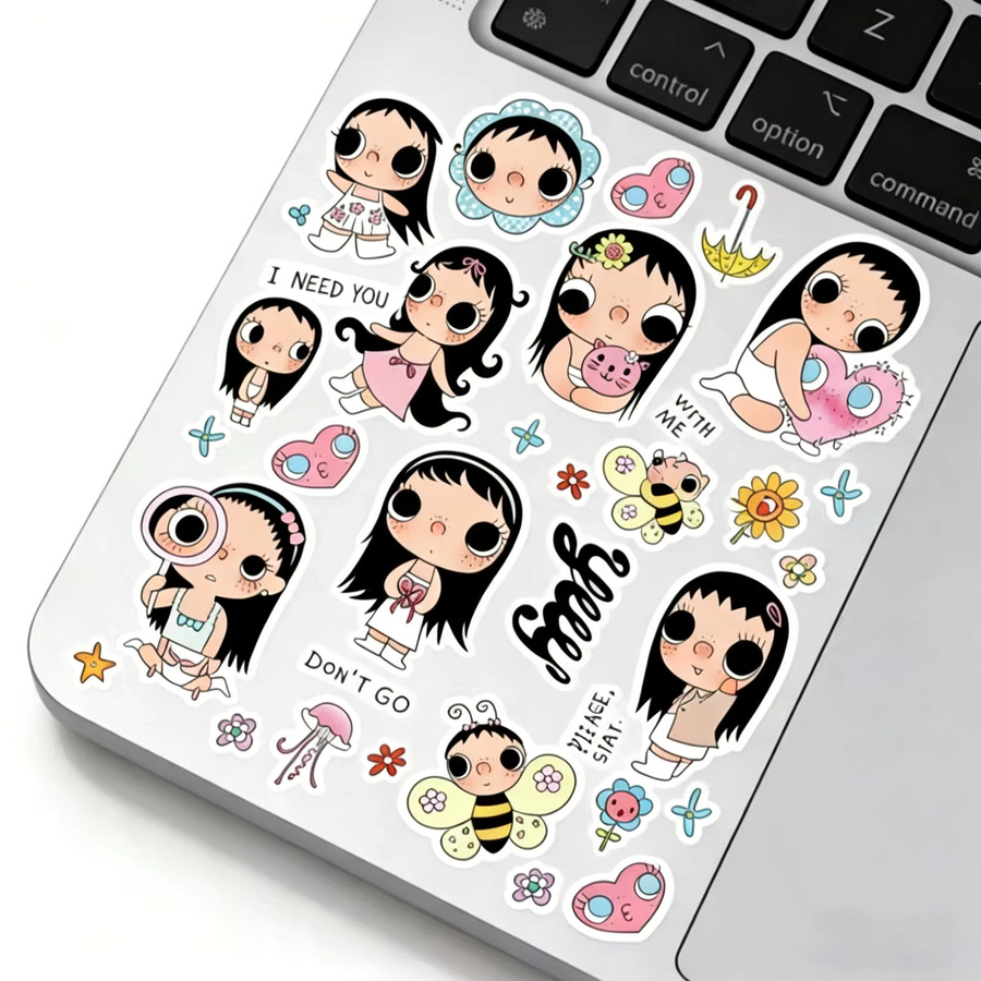 Jade Yuy Koreanische Cartoon-Mädchen Sticker mit Herz-Motiv in Multicolour zur Handy-Dekoration - Bild 2