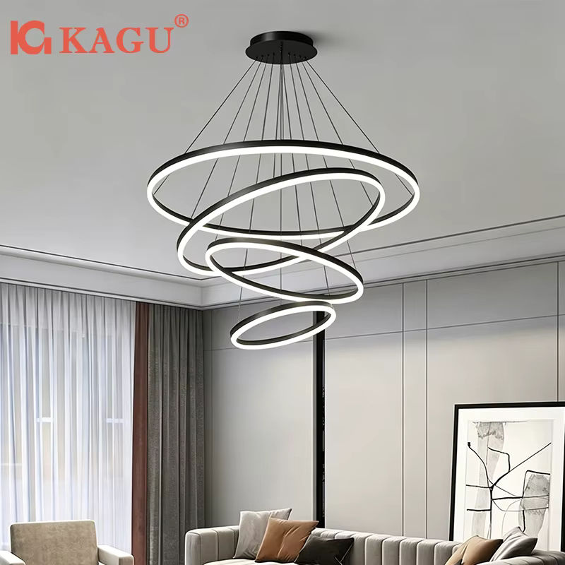 KAGU LED Pendelleuchte in Ringform, Schwarz, Loft-Design für Wohnzimmer, Esszimmer und Küche - Bild 2