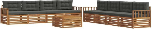 vidaXL Outdoor-Sofagarnitur 9-tlg. aus massivem Akazienholz mit Kissen in Anthrazit und Braun - Bild 1
