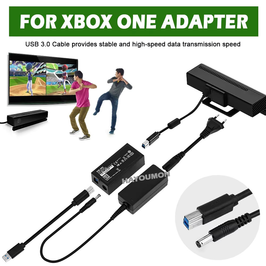 Microsoft Kinect Adapter für Xbox One, Xbox One S und Xbox One X sowie PC, USB-Netzteil in Schwarz - Bild 2