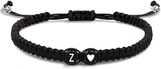 Armband, Initial Herz, Geflochten, Kunststoff, Schwarz, Unisex - Bild 1