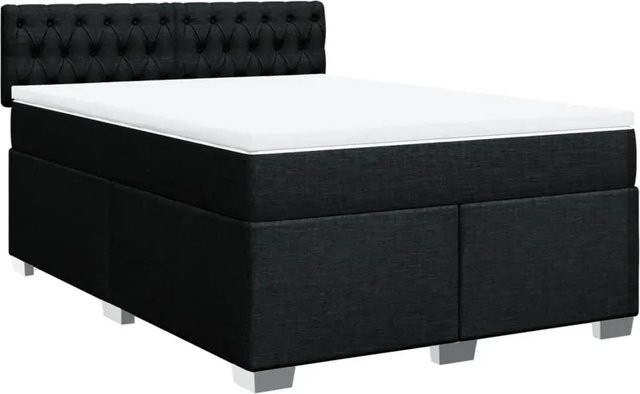 vidaXL Boxspringbett Hybrid mit Matratze und Taschenfederkern, Schwarz, B/T: 160 x 200 cm - Bild 1
