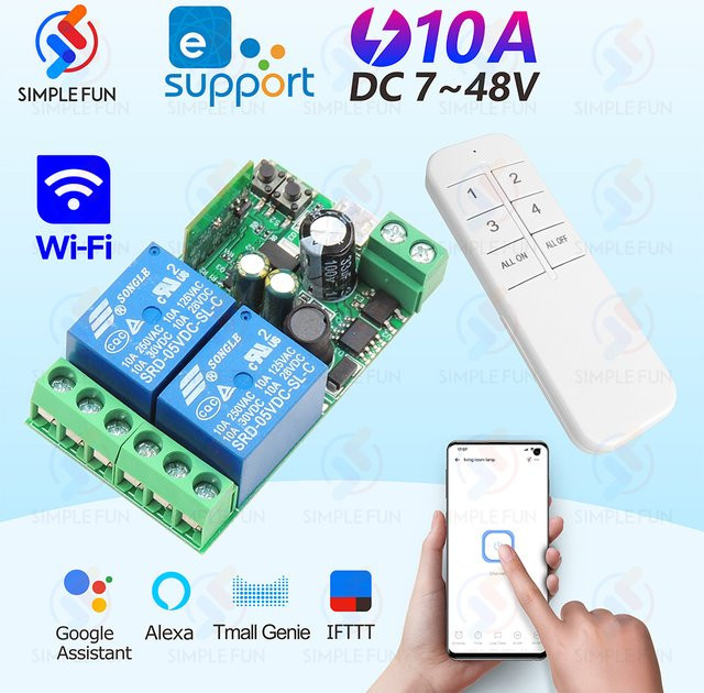 EWelink WiFi Smart Switch 2-Kanal Relaisempfänger mit Timer Modul für Alexa und Google Home zur Schaltermodifikation (DC 5V 12V 24V 48V) - Bild 1