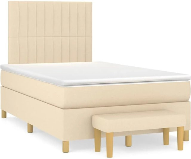 vidaXL Boxspringbett Hybrid mit Matratze und Kopfteil in Creme, B/T: 120 x 200 cm - Bild 1