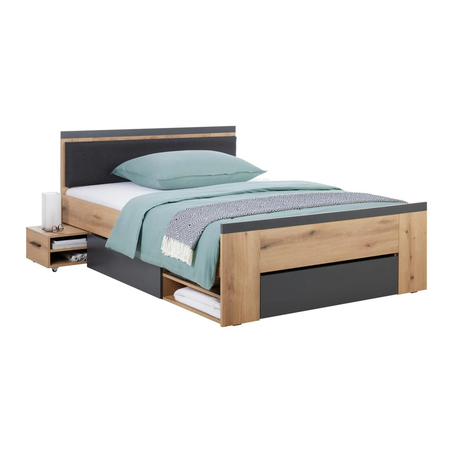 Mömax Bett Cadix in Anthrazit und Eiche mit Schubladen, B/T/H: 140 x 200 x 87 cm - Bild 2