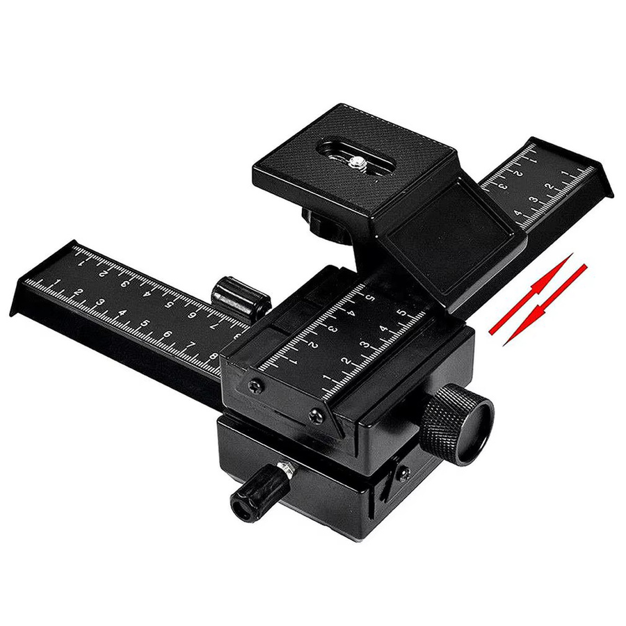 OEING 4-Wege-Makro-Fokusführungsschiene für digitale Spiegelreflexkameras in Schwarz mit 1/4-Zoll-Schraubgewinde aus Aluminium - Bild 3