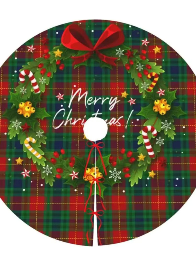 VIKAMA Weihnachtsbaumrock in klassischem rot-weiß kariertem Design, Textil-Dekoration für deinen Weihnachtsbaum, Mehrfarbig - Bild 2