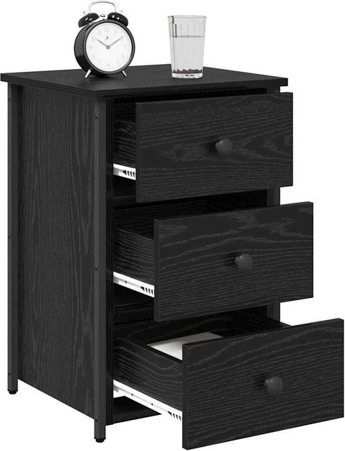 vidaXL Nachttisch mit Schubladen in Schwarzer Eiche, Modernes Design für dein Schlafzimmer, B/T/H: 40 x 36 x 60 cm - Bild 3