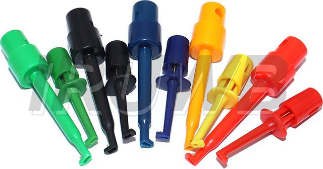 10 Stück IRUWB SMD IC Test-Hakenklemmen aus Kupfer in Schwarz für Multimeter-Testleitungen - Bild 1