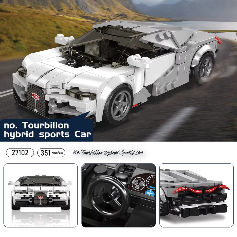 MOULDKING PB Super Drift Racing Bausteine Set Weiß MOC Modell Kit Sportwagen und Geländewagen aus Kunststoff - Bild 4