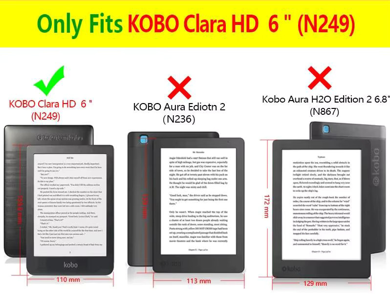 Magnetische Buchhülle für KOBO Clara HD 6 Zoll N249 2018 in Pink mit Handschlaufe und Auto Wake Sleep Funktion - Bild 2