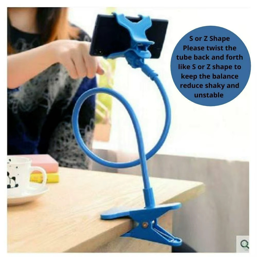 Flexibler 360 Grad Clip Handyhalter für Schreibtisch und Bett in Pink - Bild 4